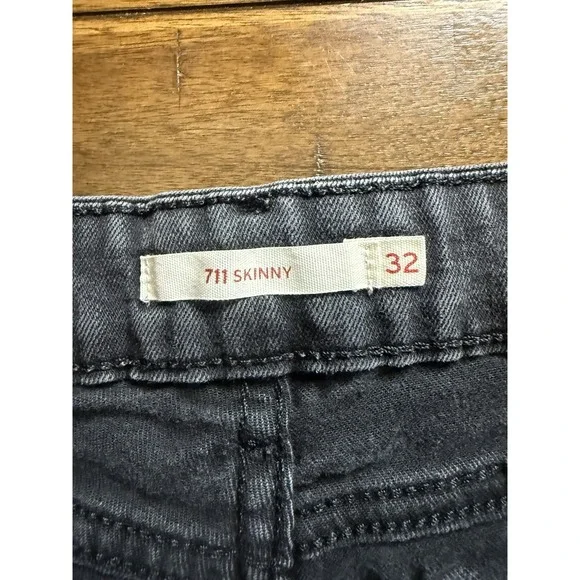 Levis 711 Skinny Dark Wash Black Denim Jeans 32x36 - Picture 5 of 7